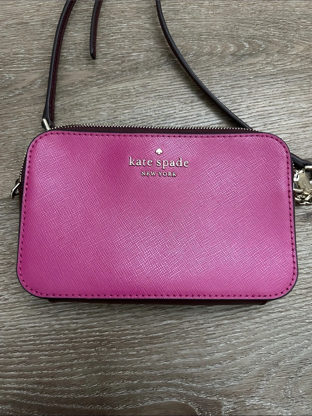 KATE SPADE NY Staci Mini Hibiscus Saffiano Leather Pink Crossbody Bag Purse